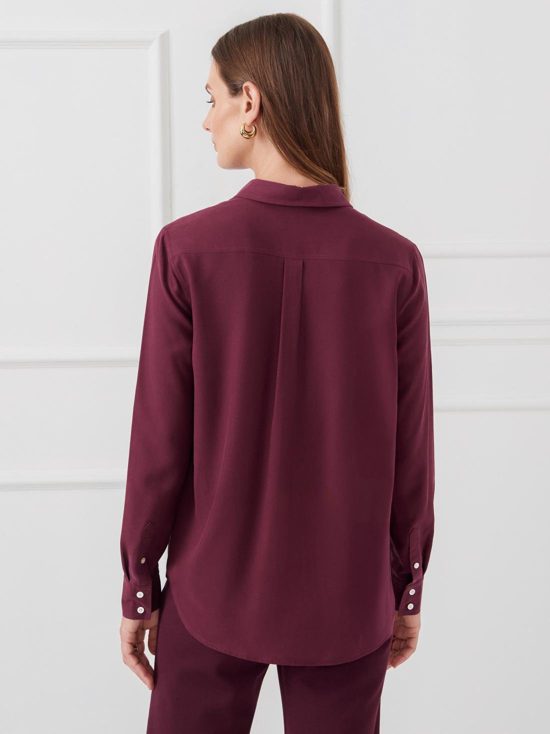 J.McLaughlin Miris Silk Shirt Merlot | Women Shirts &amp; Tops