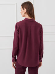 J.McLaughlin Miris Silk Shirt Merlot | Women Shirts &amp; Tops