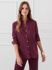 J.McLaughlin Miris Silk Shirt Merlot | Women Shirts &amp; Tops