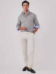 J.McLaughlin Mock Neck Cashmere Henley Sweater Light Heather Gray | Men/Women Sweaters