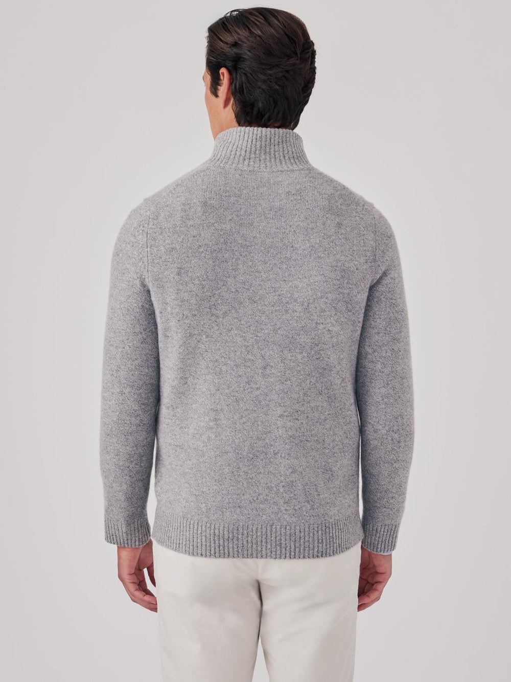 J.McLaughlin Mock Neck Cashmere Henley Sweater Light Heather Gray | Men/Women Sweaters