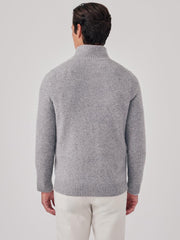 J.McLaughlin Mock Neck Cashmere Henley Sweater Light Heather Gray | Men/Women Sweaters