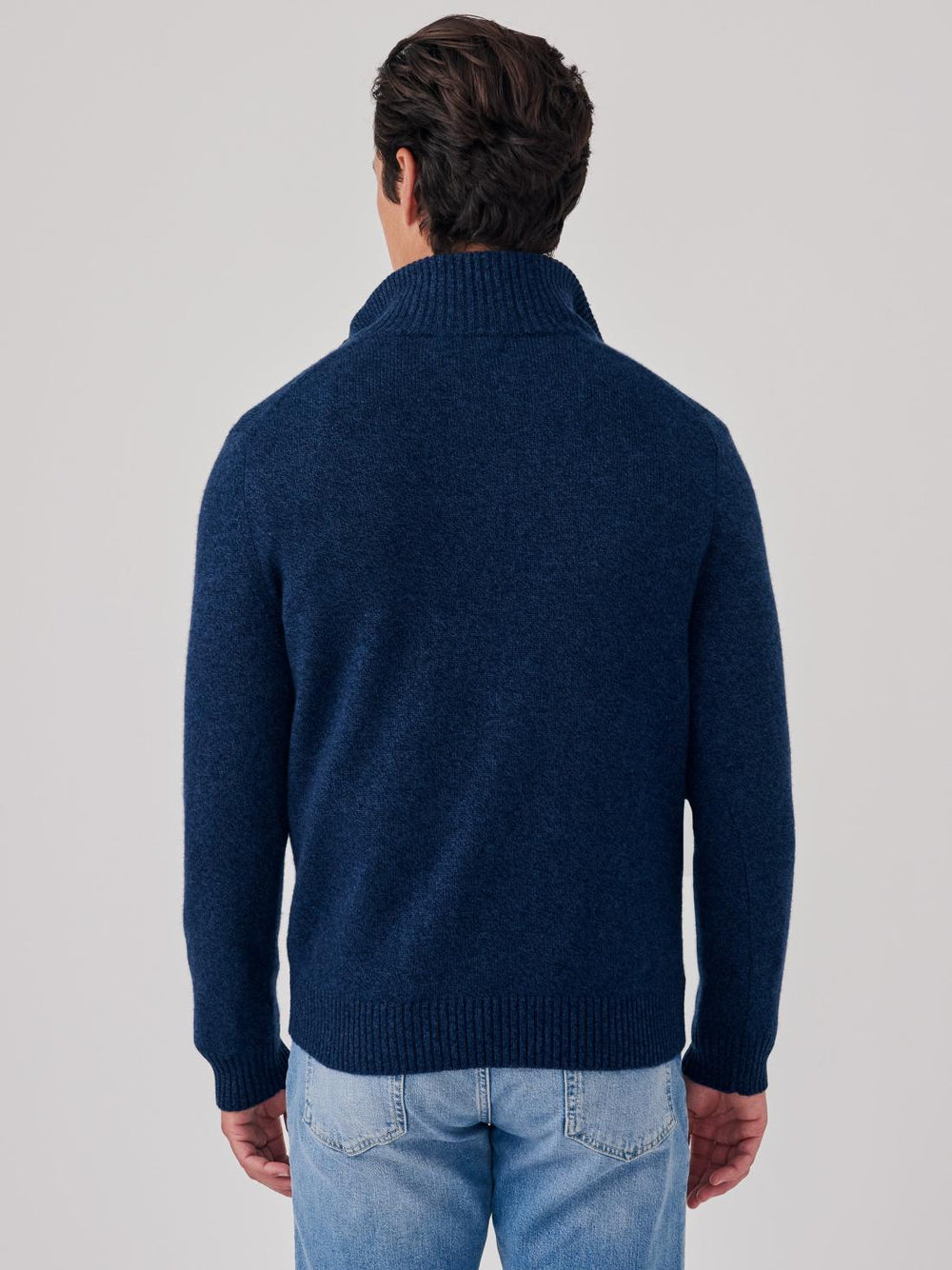J.McLaughlin Mock Neck Cashmere Henley Sweater Navy/denim | Men/Women Sweaters