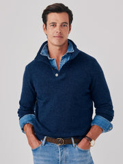 J.McLaughlin Mock Neck Cashmere Henley Sweater Navy/denim | Men/Women Sweaters