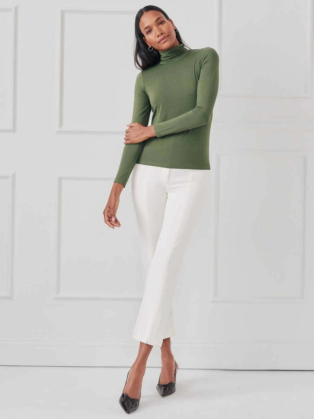 J.McLaughlin Nadia Turtleneck Cypress | Women Shirts &amp; Tops