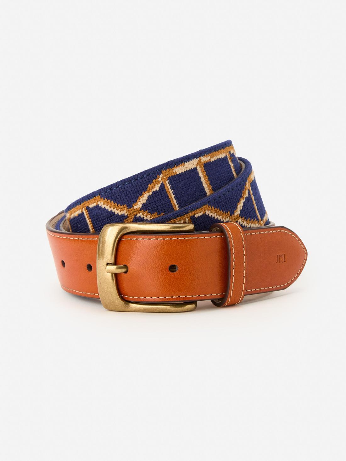J.McLaughlin Needlepoint Belt In Bamboo Navy | Men Shoes &amp; Accessories