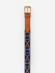 J.McLaughlin Needlepoint Belt In Bamboo Navy | Men Shoes &amp; Accessories