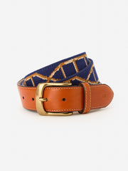 J.McLaughlin Needlepoint Belt In Bamboo Navy | Men Shoes &amp; Accessories