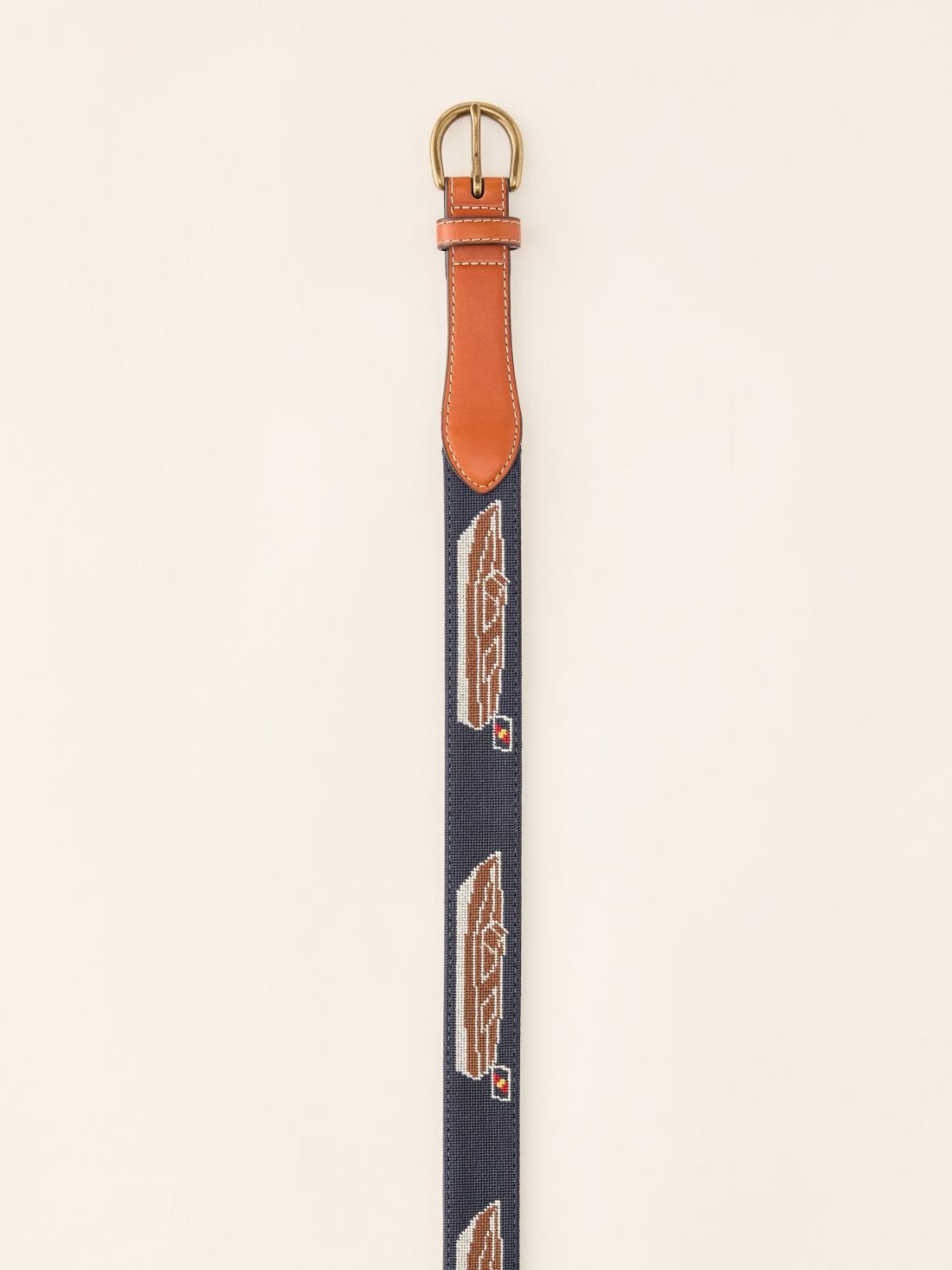 J.McLaughlin Needlepoint Belt In Chris Craft Navy | Men Shoes &amp; Accessories