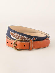 J.McLaughlin Needlepoint Belt In Chris Craft Navy | Men Shoes &amp; Accessories