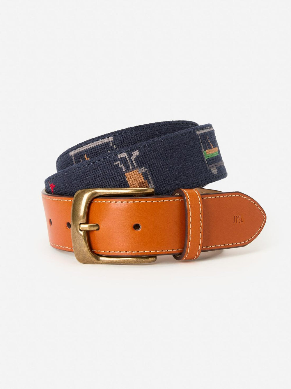 J.McLaughlin Needlepoint Belt In Golf Navy | Men Shoes &amp; Accessories
