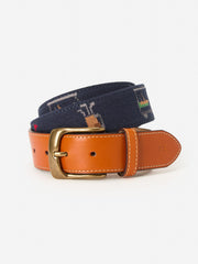 J.McLaughlin Needlepoint Belt In Golf Navy | Men Shoes &amp; Accessories