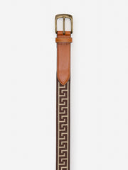 J.McLaughlin Needlepoint Belt In Greek Key Dark Brown/brown | Men Shoes &amp; Accessories