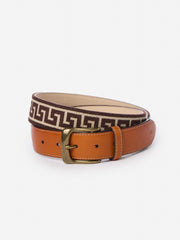 J.McLaughlin Needlepoint Belt In Greek Key Dark Brown/brown | Men Shoes &amp; Accessories