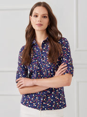 J.McLaughlin New Monroe Shirt In Block Party Navy/multi | Women Shirts &amp; Tops