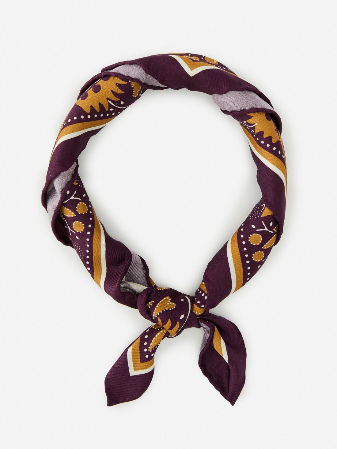J.McLaughlin Nikka Silk Scarf In Squared Away Purple/mustard | Women Scarves
