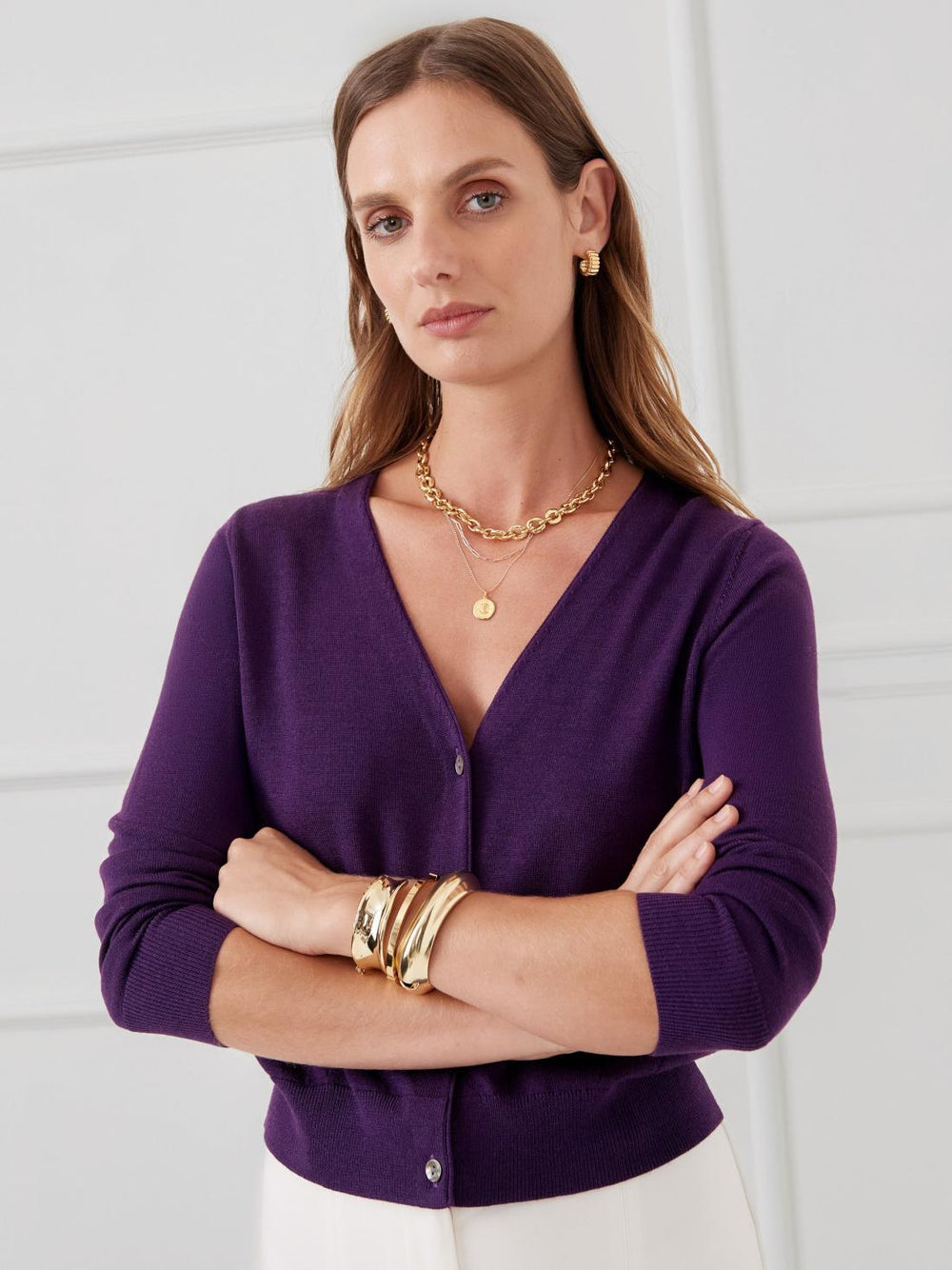 J.McLaughlin Olivette Cardigan Purple | Women Sweaters
