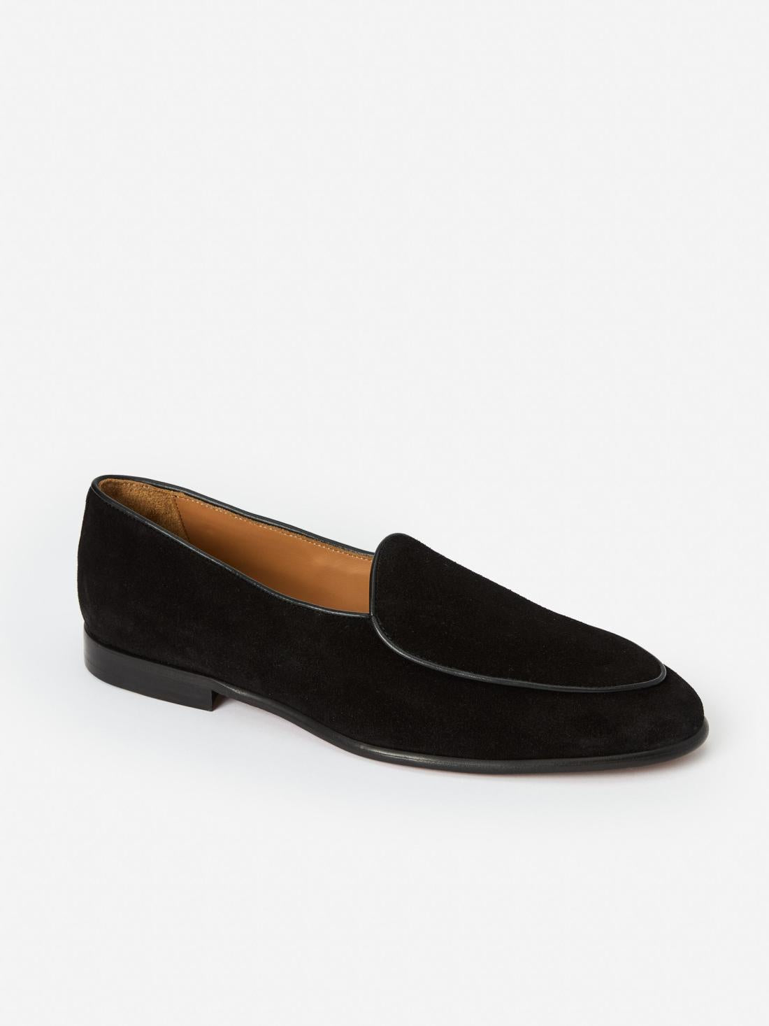 J.McLaughlin Oskar Suede Belgian Loafers Black | Men Shoes