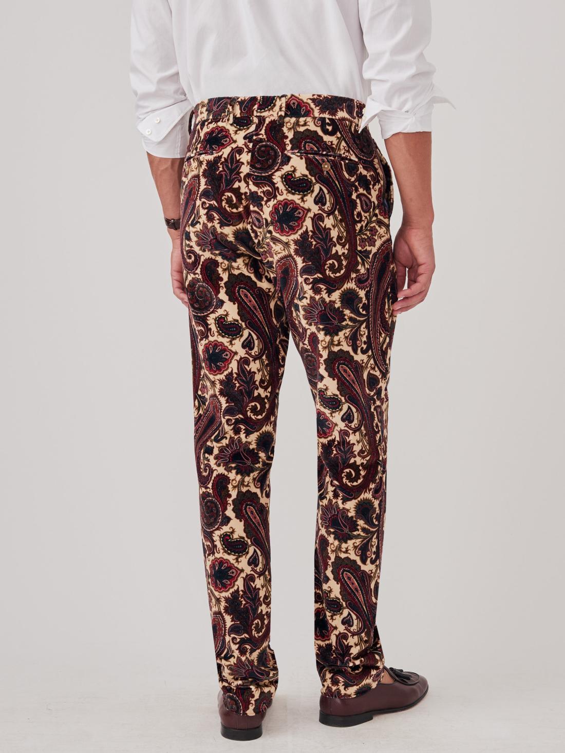 J.McLaughlin Oxford Velvet Pants In Baroque Paisley Ivory/mauve | Men Pants