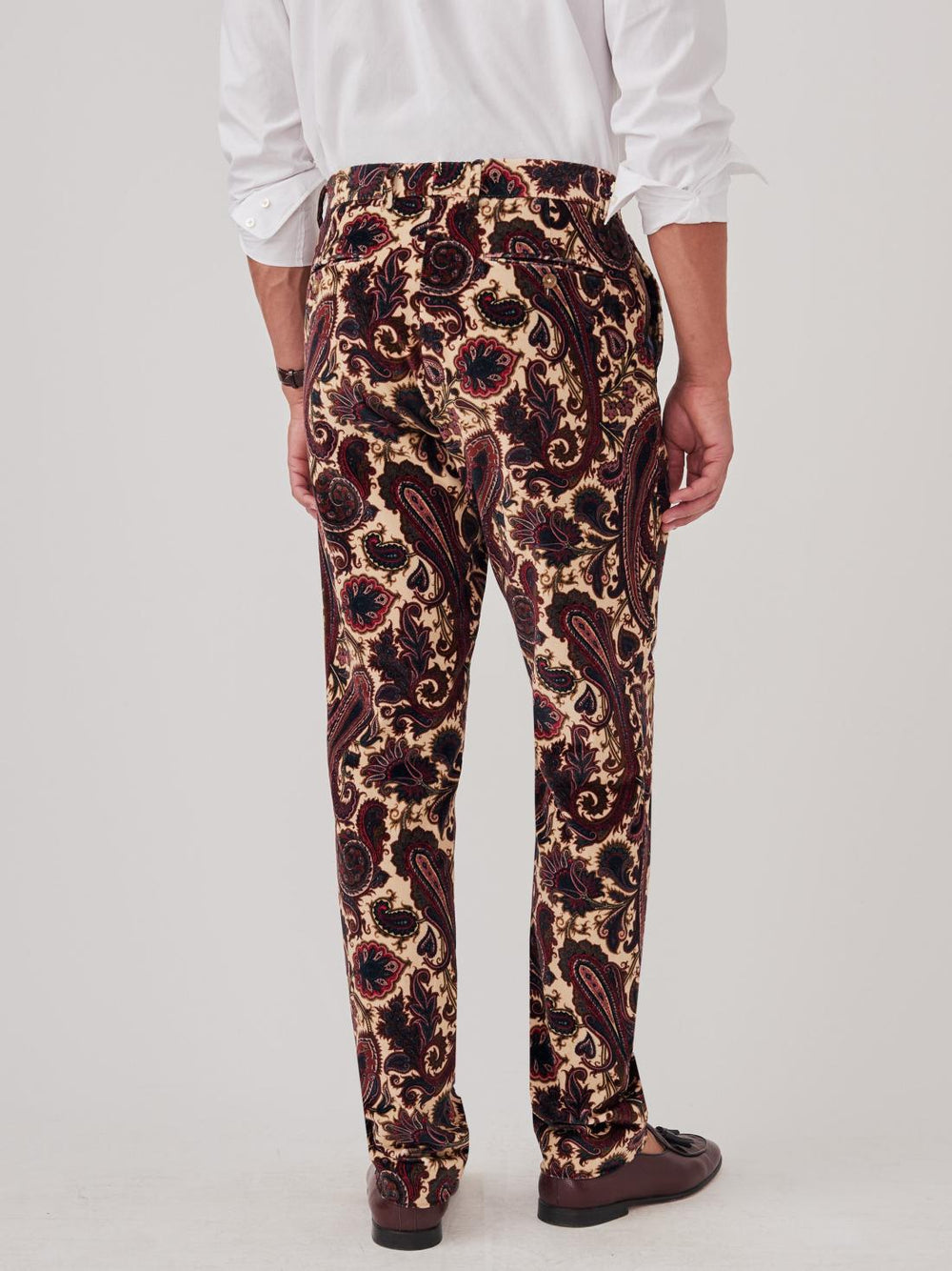J.McLaughlin Oxford Velvet Pants In Baroque Paisley Ivory/mauve | Men Pants