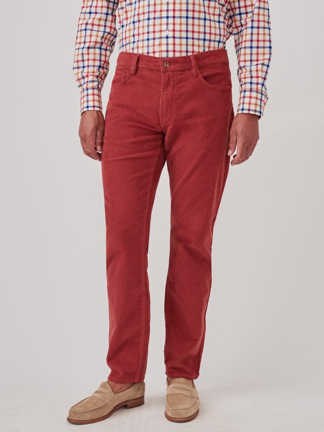 J.McLaughlin Parker 5-Pocket Straight Pants In Italian Stretch Cord Brick | Men Pants