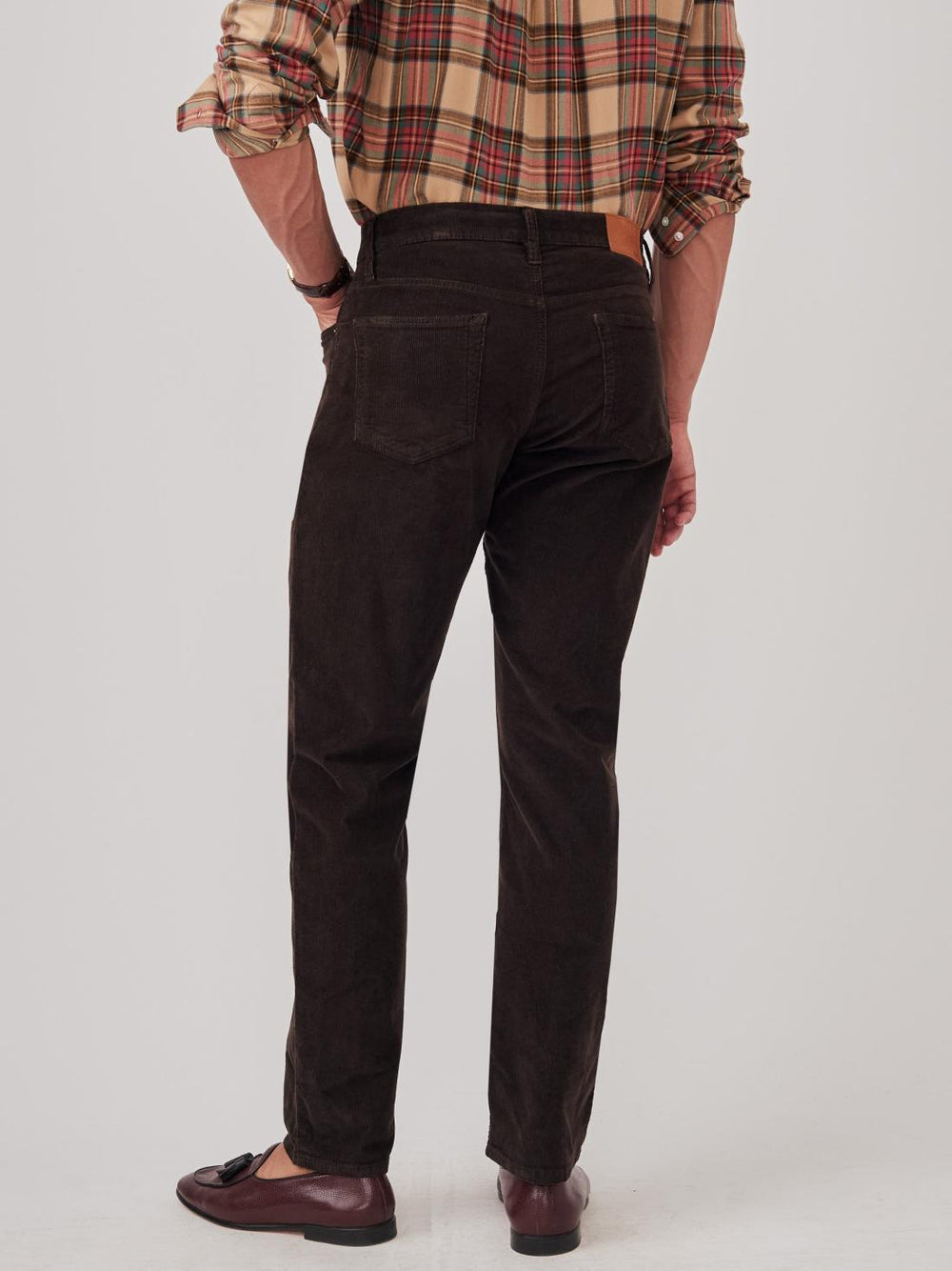 J.McLaughlin Parker 5-Pocket Straight Pants In Italian Stretch Cord Chocolate | Men Pants