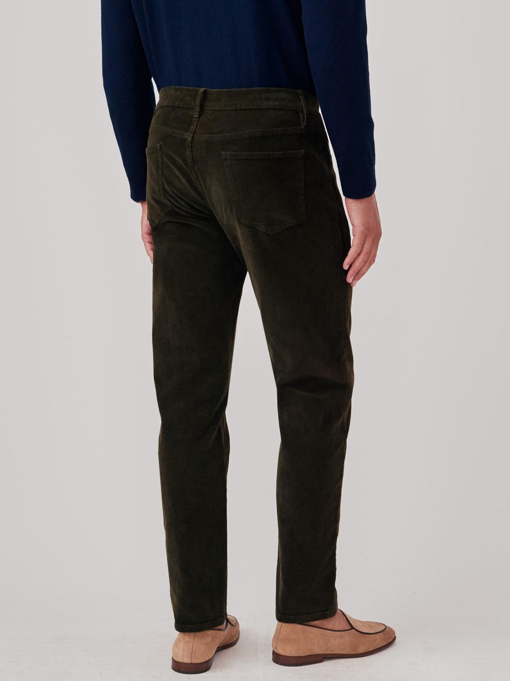 J.McLaughlin Parker 5-Pocket Straight Pants In Italian Stretch Cord Olive | Men Pants