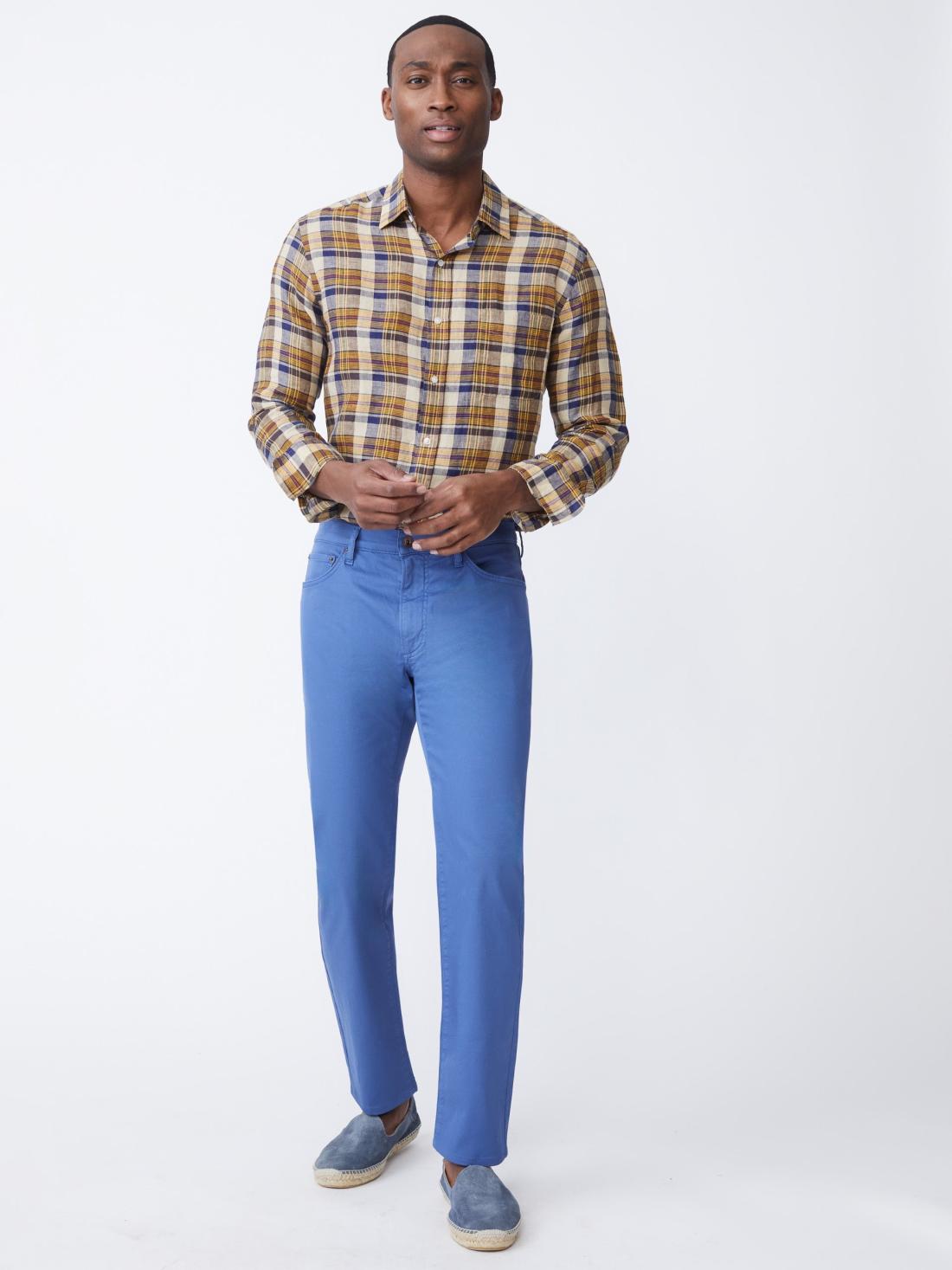 J.McLaughlin Parker 5-Pocket Straight Pants Mid Blue | Men Pants
