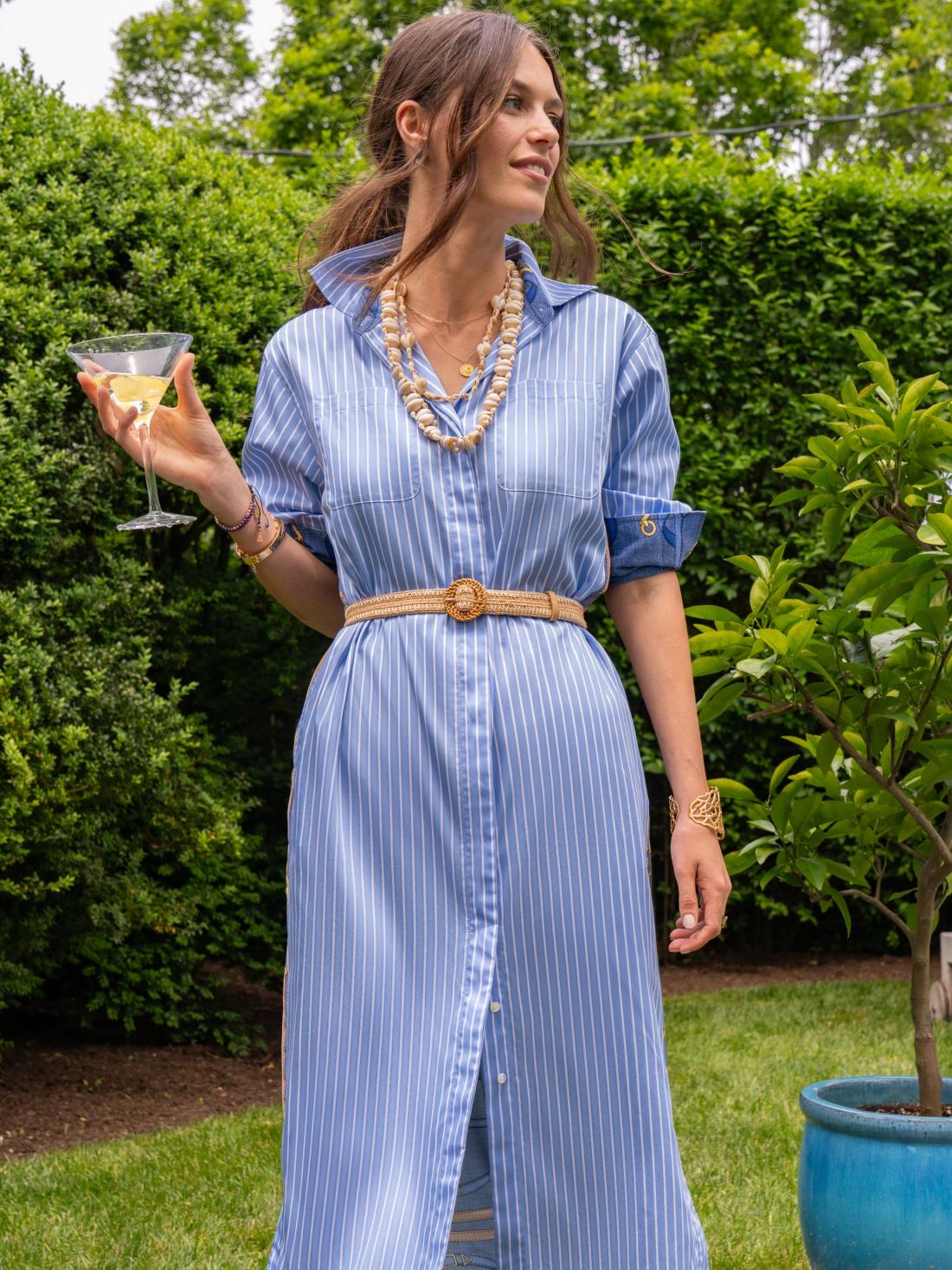 J.McLaughlin Quince Dress In Stripe Sky/white | Women Dresses