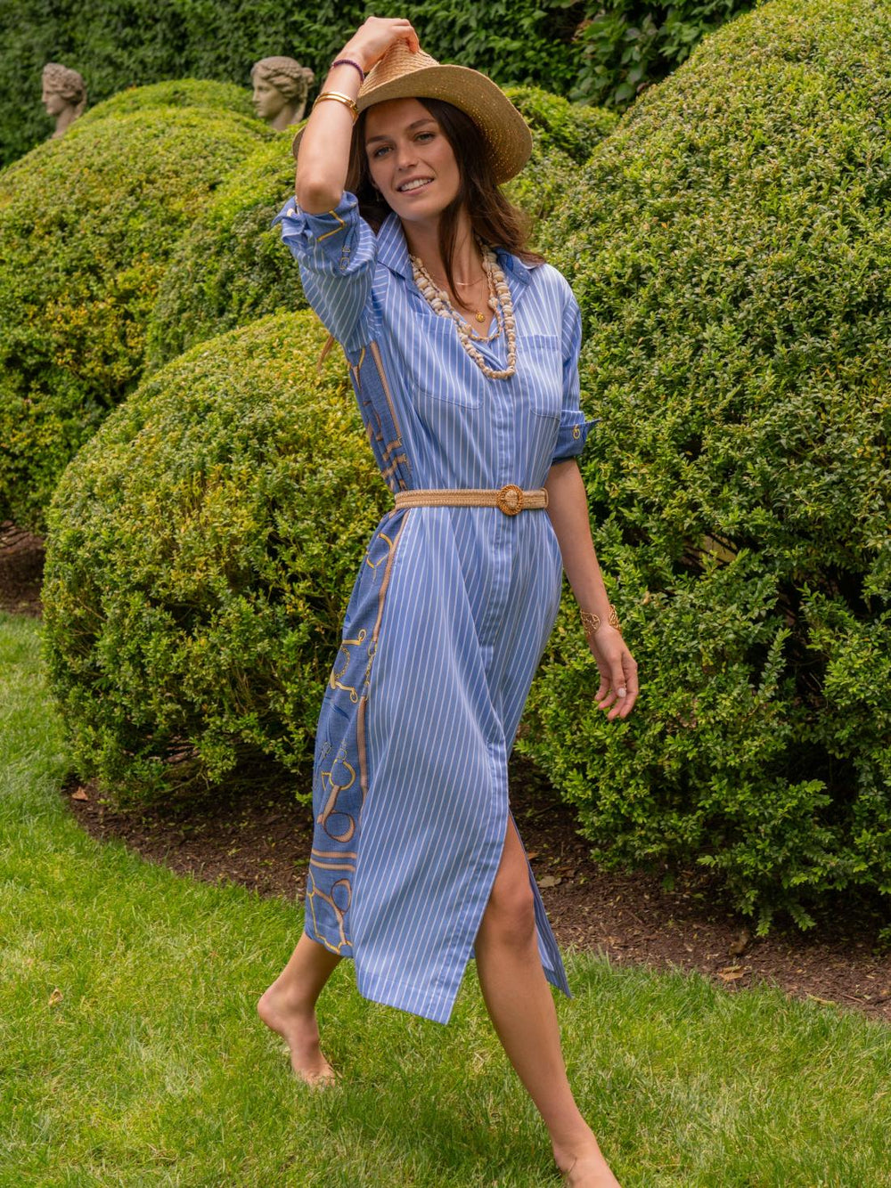 J.McLaughlin Quince Dress In Stripe Sky/white | Women Dresses