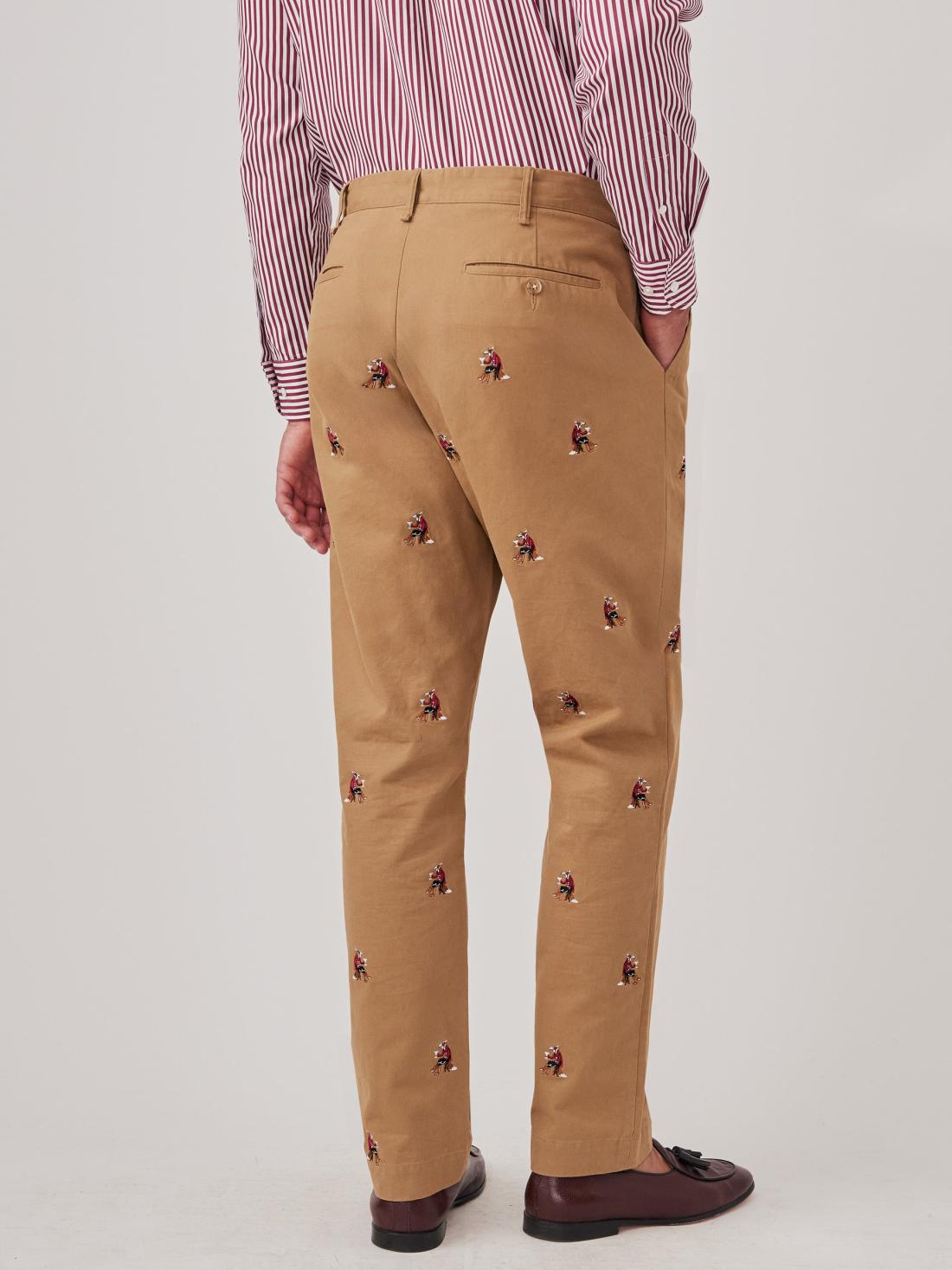 J.McLaughlin Redding Straight-Fit Chino Pants In Embroidered Fox Martini Khaki | Men Pants
