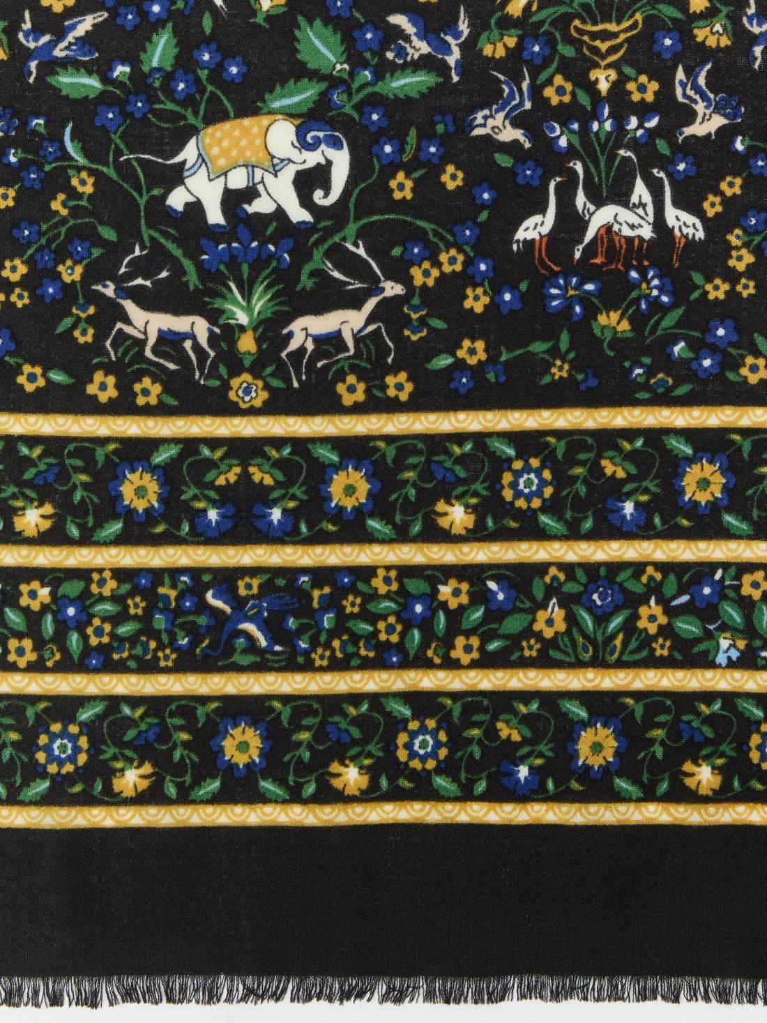 J.McLaughlin Reed Scarf In Country Garden Oblong Black/green/yellow | Women Shoes &amp; Accessories