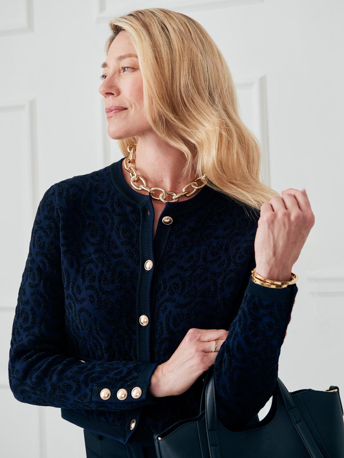J.McLaughlin Reva Cardigan Black/navy | Women Sweaters