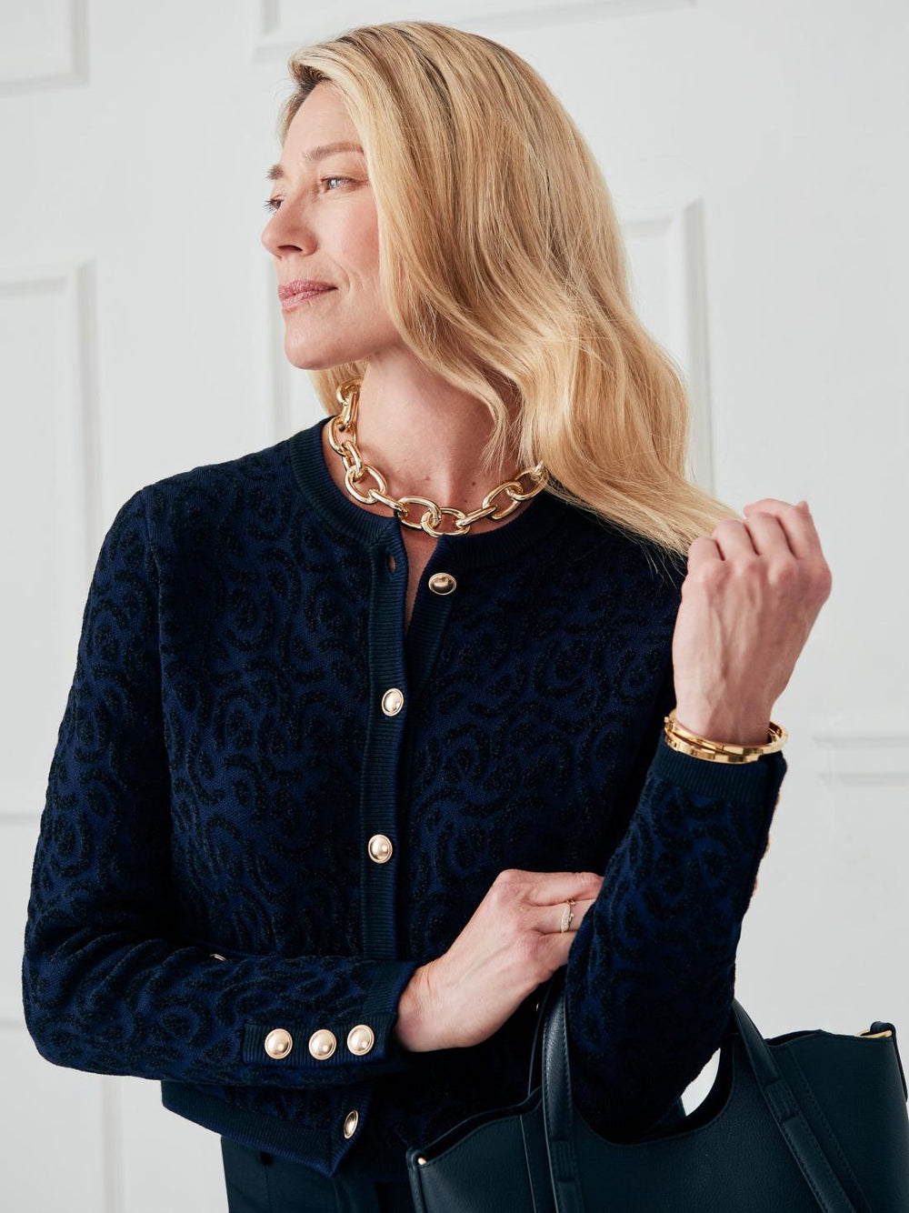 J.McLaughlin Reva Cardigan Black/navy | Women Sweaters