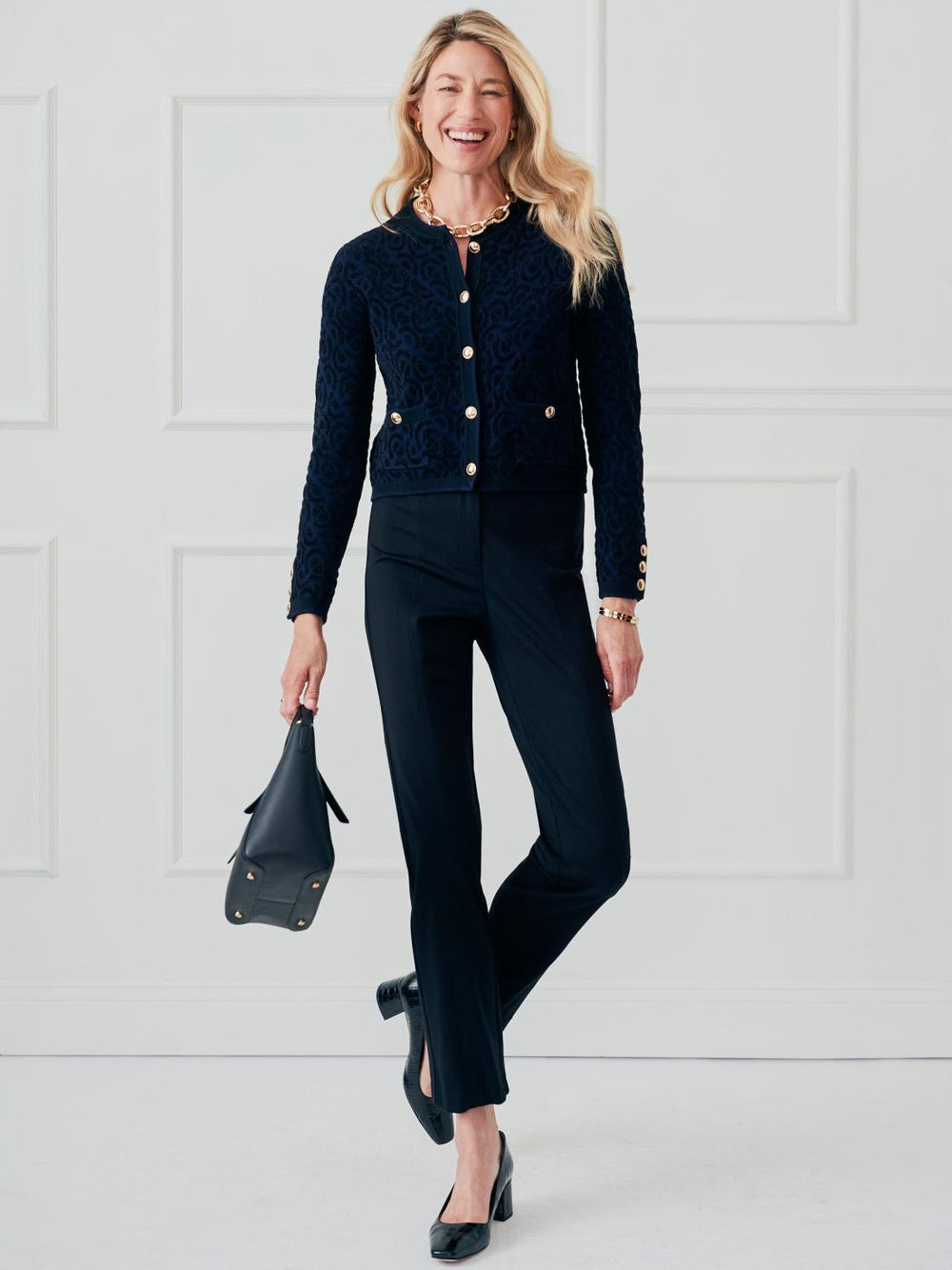 J.McLaughlin Reva Cardigan Black/navy | Women Sweaters