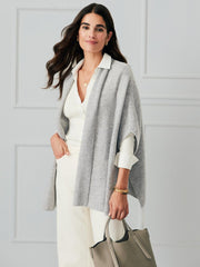 J.McLaughlin Rosalie Wool &amp; Cashmere Wrap Heather Grey | Women Sweaters