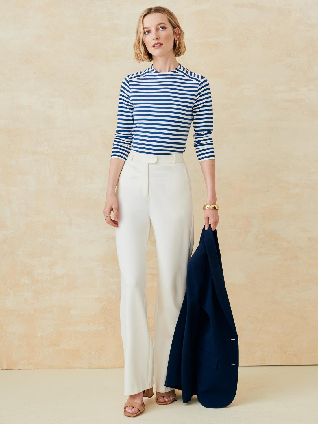 J.McLaughlin Rose Tee In Bangle Stripe White/light Navy | Women Shirts &amp; Tops