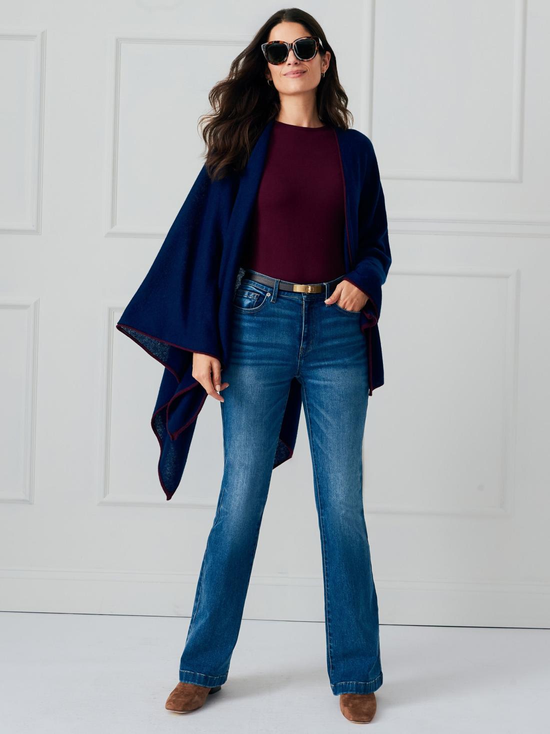 J.McLaughlin Rossi Cashmere Wrap Navy/merlot | Women Sweaters