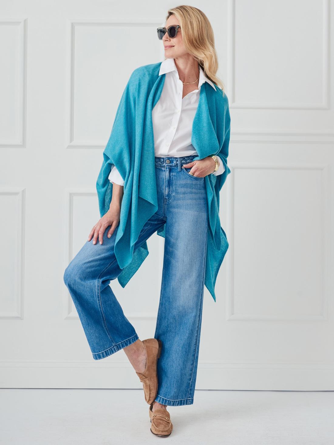 J.McLaughlin Rossi Cashmere Wrap Teal | Women Sweaters