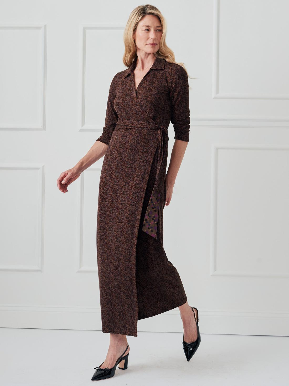 J.McLaughlin Ruthie Reversible Dress In Block Party Paisley Brown/multi | Women Dresses