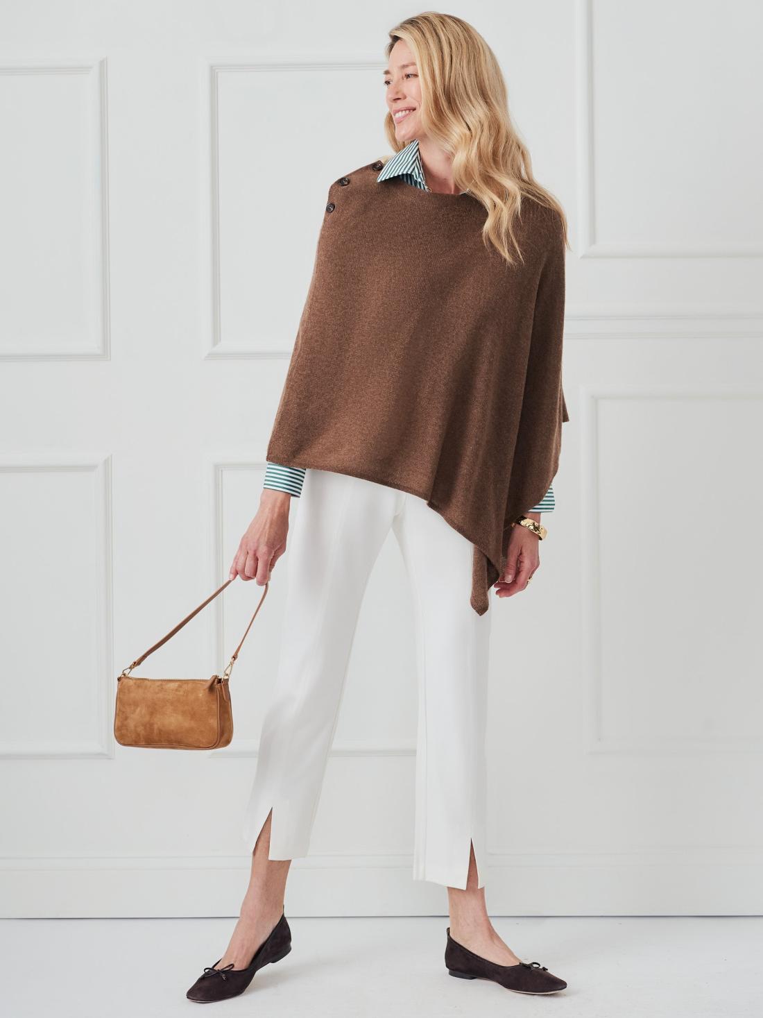 J.McLaughlin Saanvi Cashmere Poncho Coffee | Women Wraps &amp; Ponchos