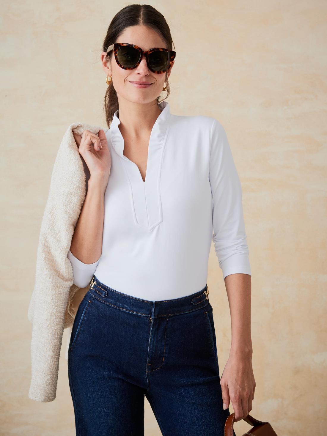 J.McLaughlin Sahara Ruffle Top White | Women Catalina Cloth™ Dresses