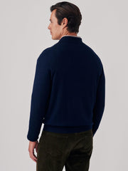 J.McLaughlin Savona Merino Wool &amp; Silk Polo Sweater Dark Navy | Men/Women Sweaters