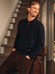 J.McLaughlin Savona Merino Wool &amp; Silk Polo Sweater Dark Navy | Men/Women Sweaters