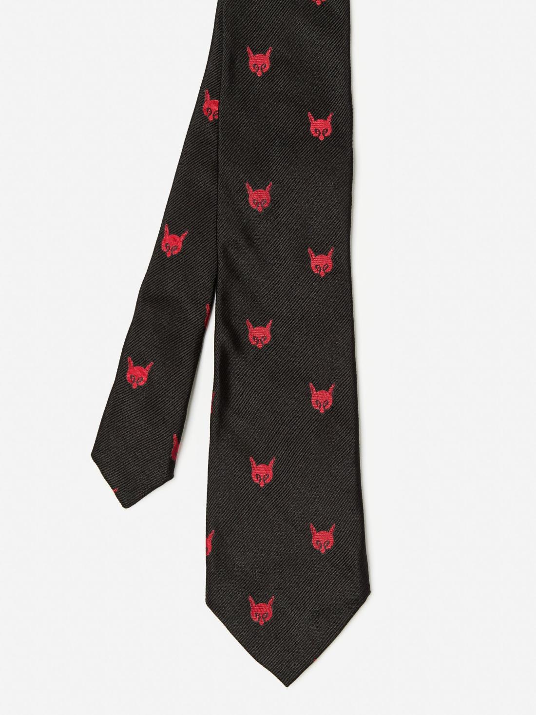 J.McLaughlin Silk Tie In Fox Head Black/red | Men Ties