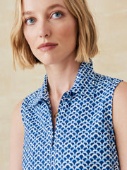 J.McLaughlin Skylar Top In Mini Among The Dunes Navy/light Blue | Women Shirts &amp; Tops