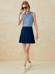 J.McLaughlin Skylar Top In Mini Among The Dunes Navy/light Blue | Women Shirts &amp; Tops
