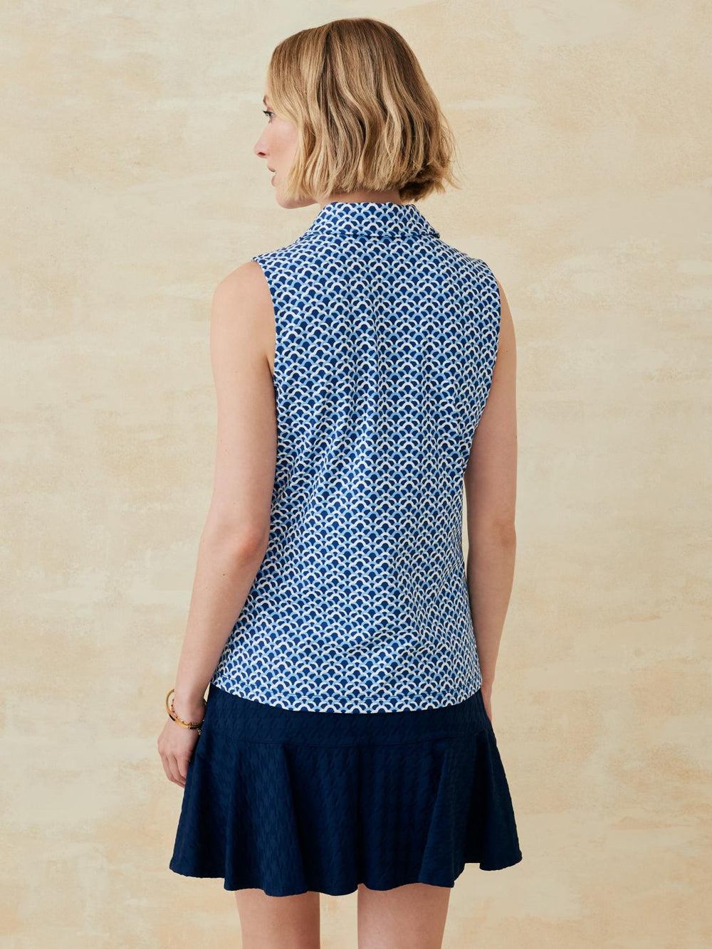 J.McLaughlin Skylar Top In Mini Among The Dunes Navy/light Blue | Women Shirts &amp; Tops