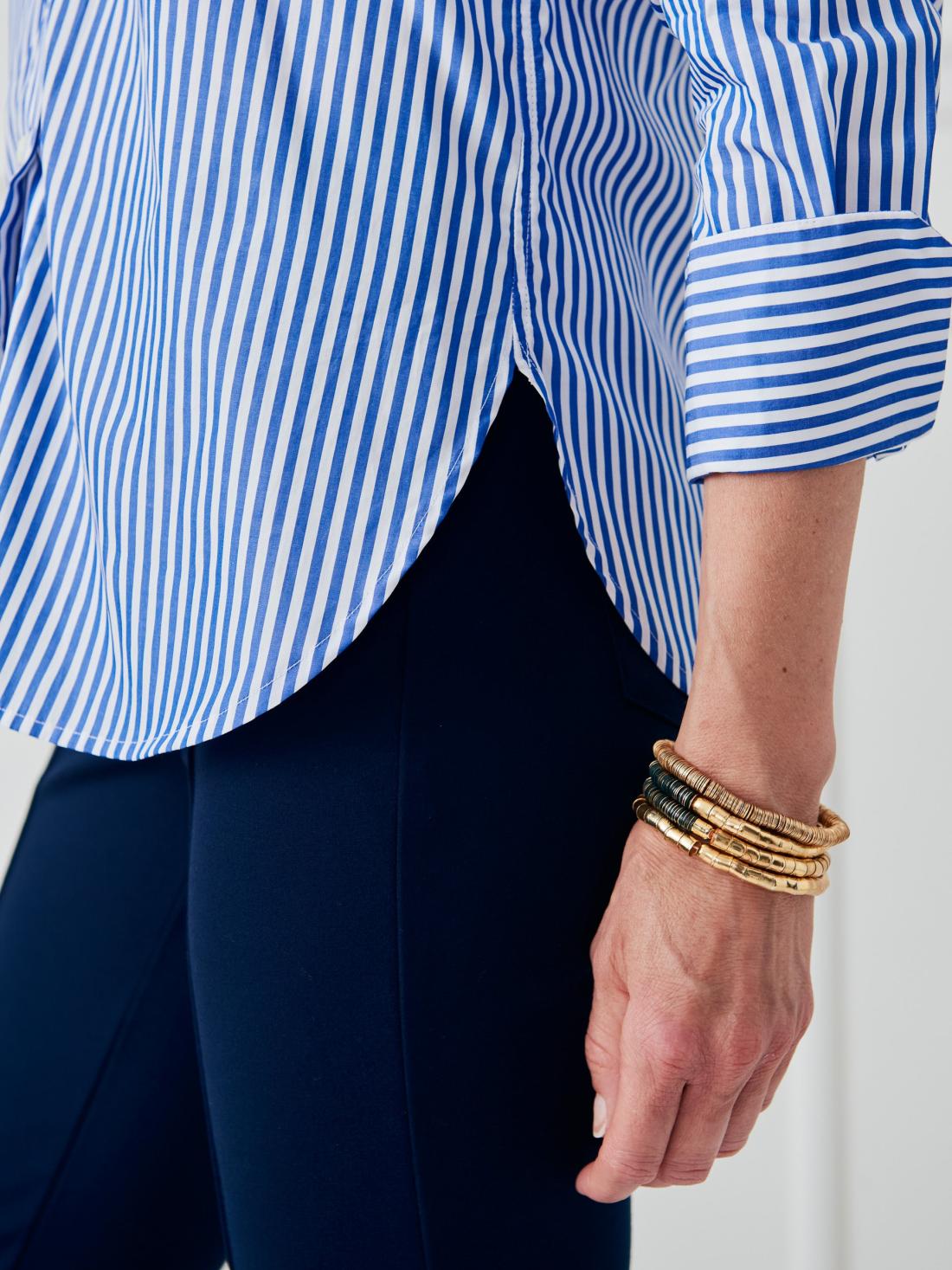 J.McLaughlin Sloane Shirt In Stripe White/blue | Women Shirts &amp; Tops
