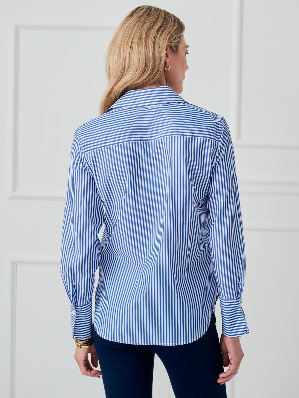 J.McLaughlin Sloane Shirt In Stripe White/blue | Women Shirts &amp; Tops